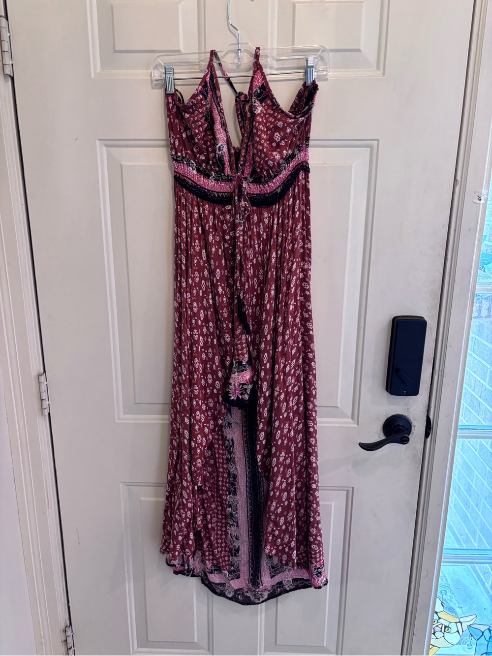 Anthropologie Angie Bohemian Rust Floral Halter Maxi Dress - Picture 5 of 5
